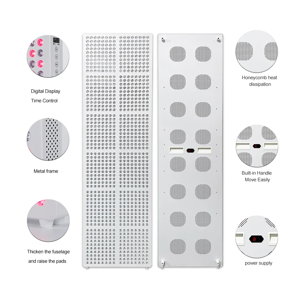 LED red light therapy panel with remote control 5 wavelengths 630/660/810/830/850nm infrared red light therapy whole body panel