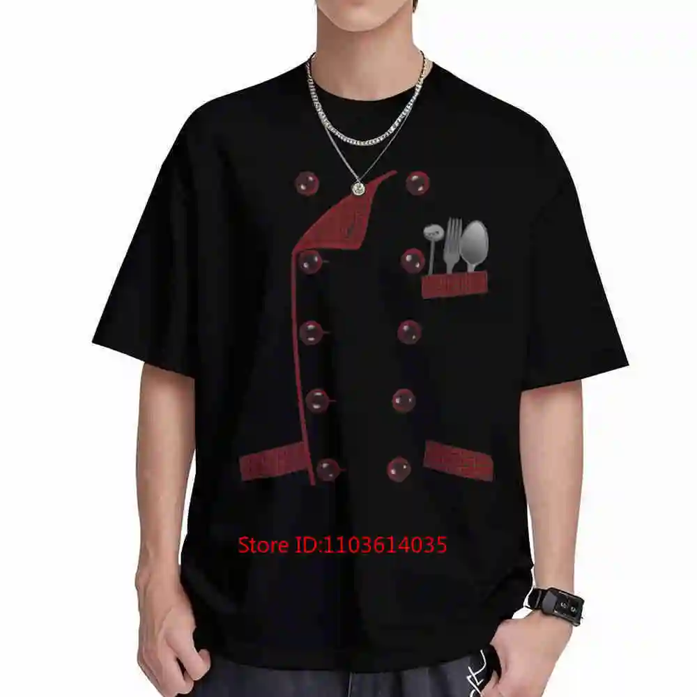 Chef Jacket Kitchen Utensils Culinary Coat Apron Short Sleeve Tee 100% Cotton T-Shirt