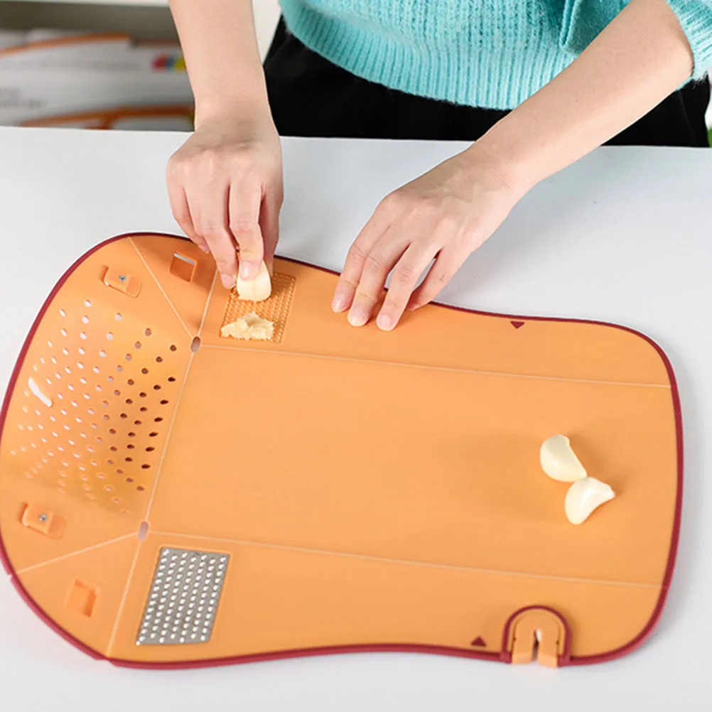 

1Pcs Folding Cutting Board Orange Multi-Purpose Kitchen Tool Portable Chopping Board Vegetable Washing Basket Stainless Steel