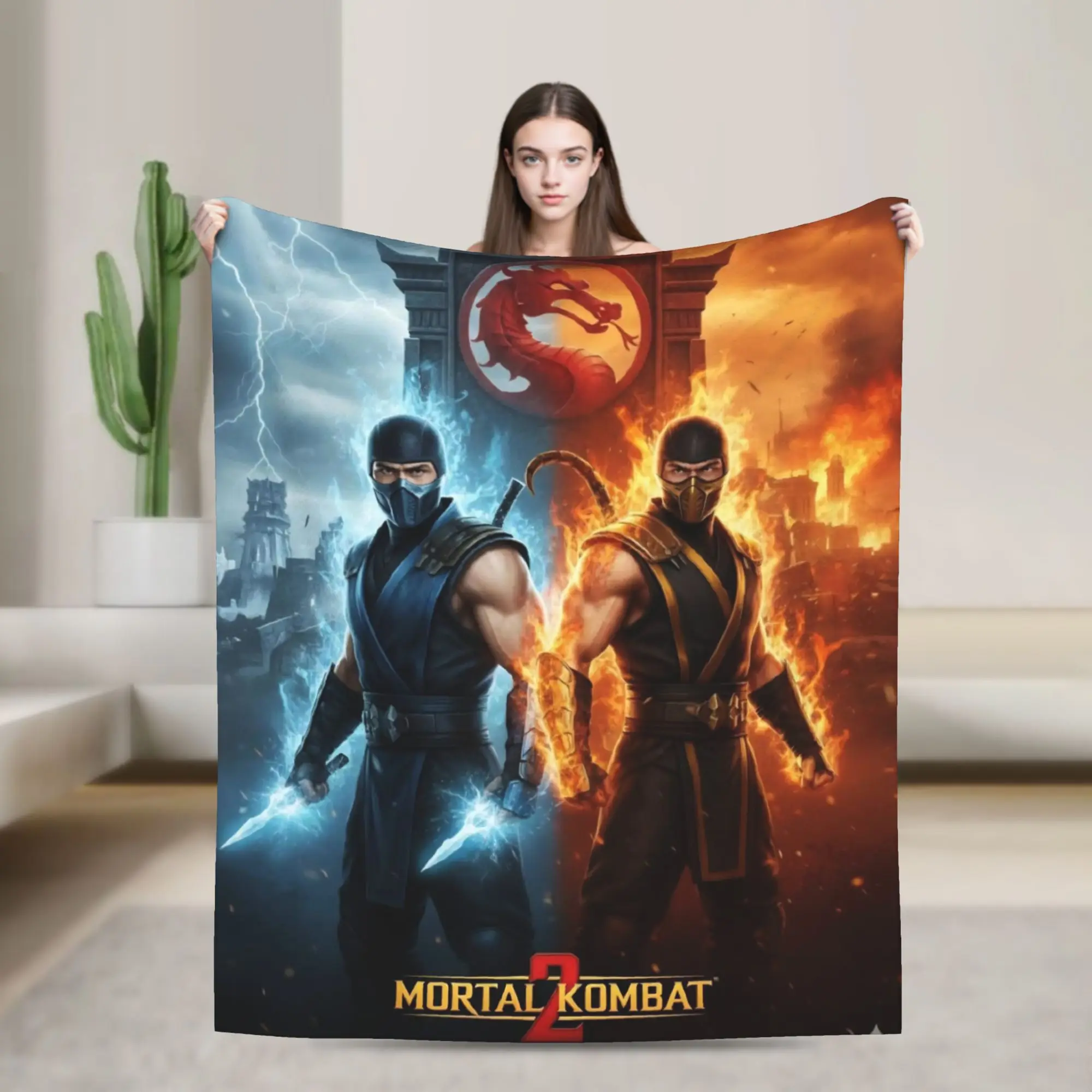 Mortal Kombat II Moive 2026 Throw Blanket for Couch  Soft Fuzzy Plush Blanket 50x60 Inches Multi-size Bedspread for All Seasons