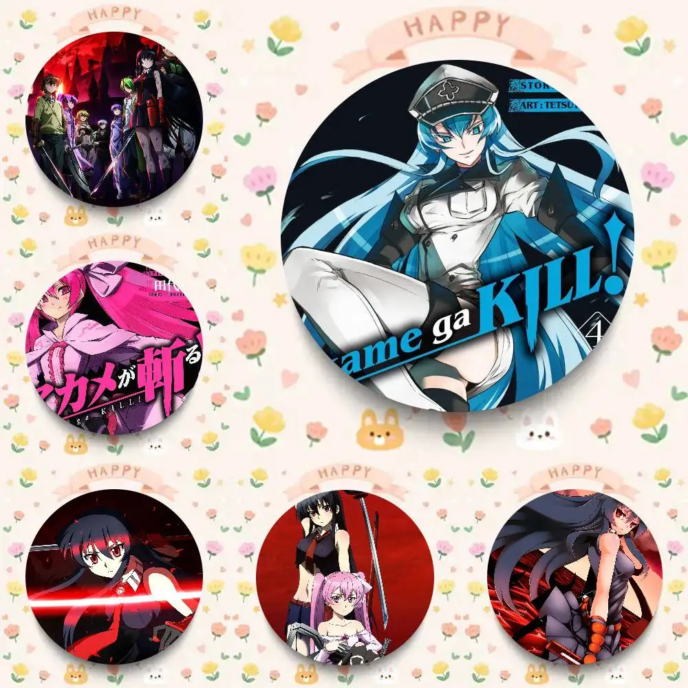 A-Akame Ga Kill Anime Cartoon Style Badge Brooches On Backpack Decoration Round Enamel Pins For Accessorys