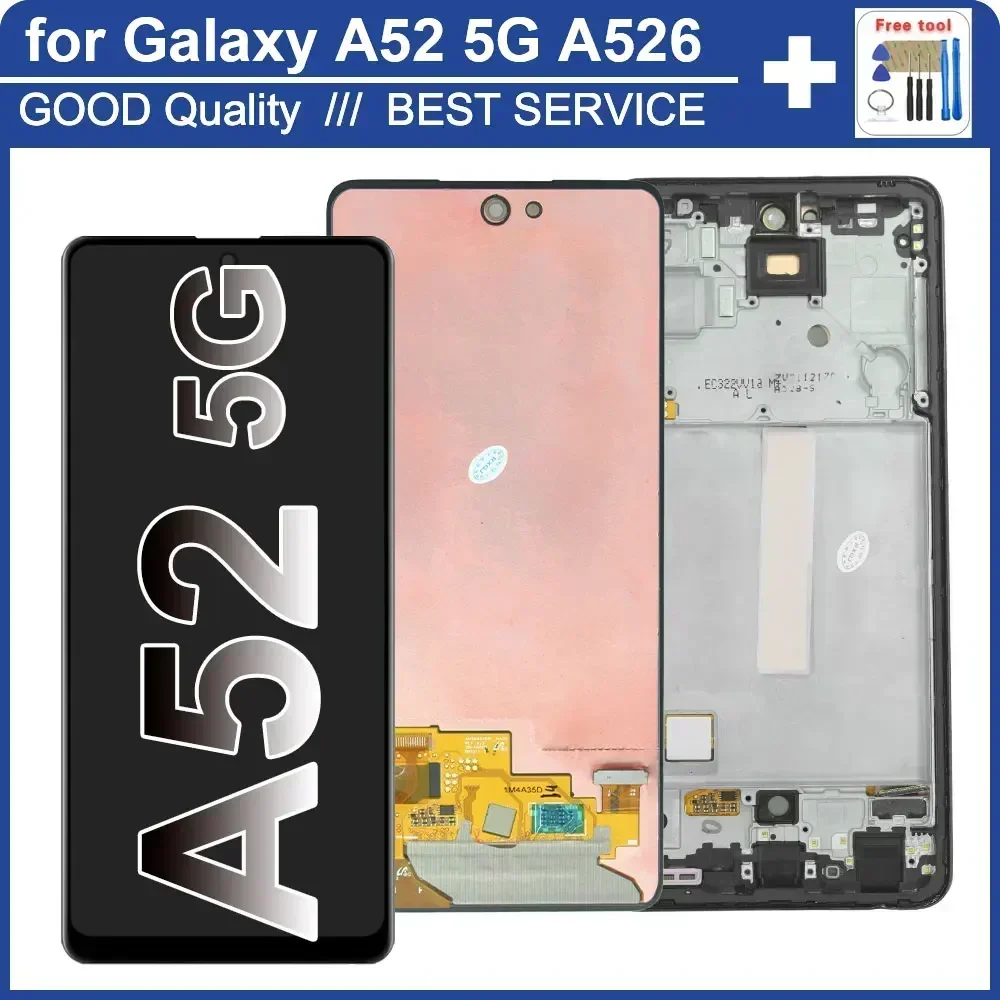 

AMOLED LCD for Samsung Galaxy A52 5G LCD Display Touch Screen Panel Replacement for Samsung A52 5G A526 A526W A526B A526U LCD