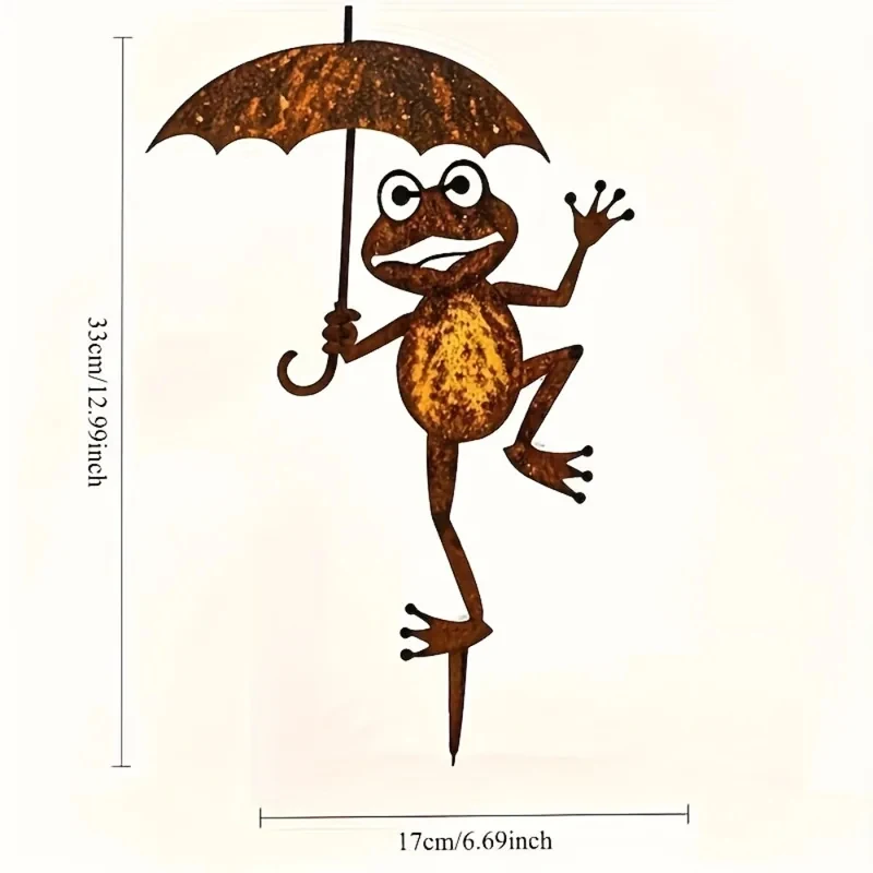 1pc Whimsical Frog Silhouette Metal Garden Stake - Rustic Vintage Outdoor Decor, Durable Iron, No Electricity Needed 1PC