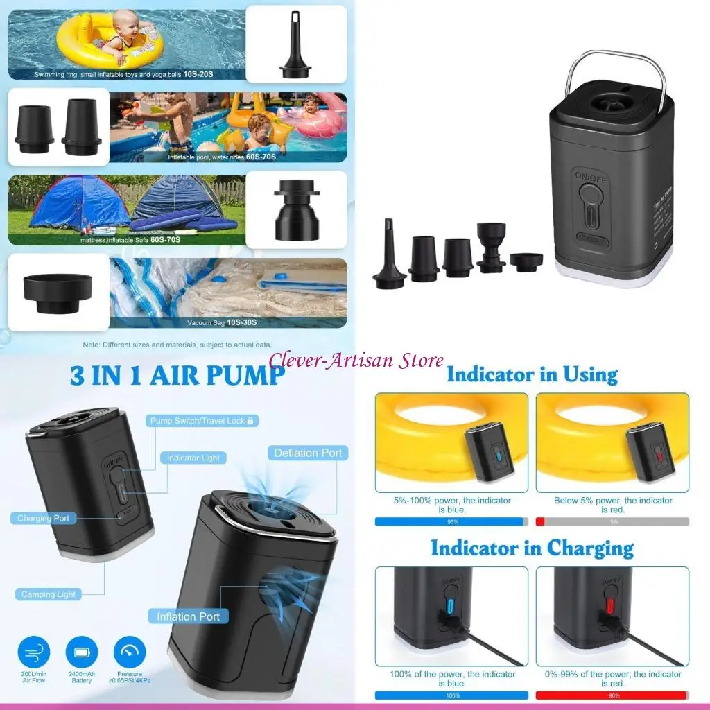 E06B Pool Floats, Electric Air Pumps for Inflatables, Rechargeable Battery for Float