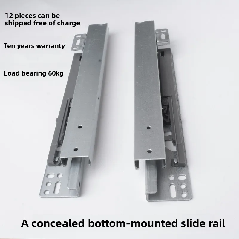 Concealed Under-Mount Three-Section Drawer Slides Cold-Rolled Steel Soft Close Or Push Open Runners Mm Length Options Cabinet