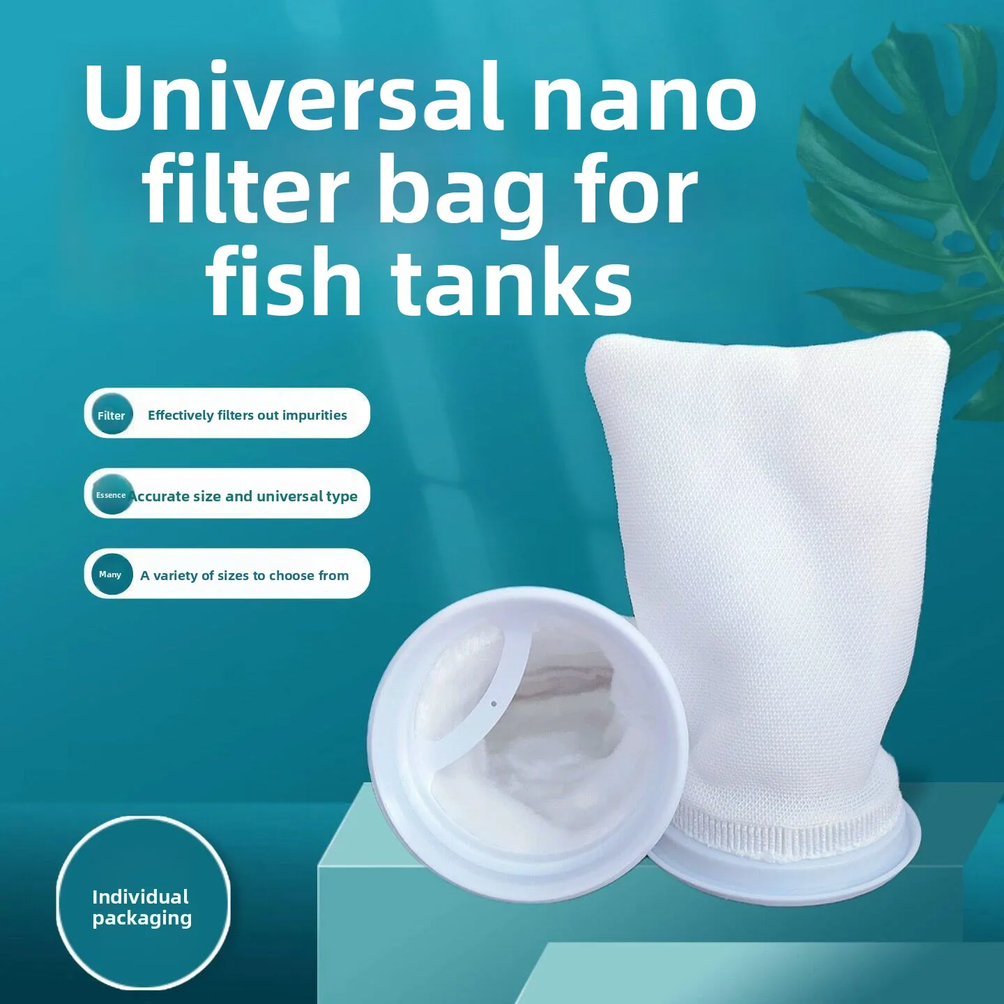 3‑Pack Encrypted Thickened Nano Fish Tank Filter Socks, Filter Cotton Bracket Mesh Bag for Saltwater Aquarium Purification