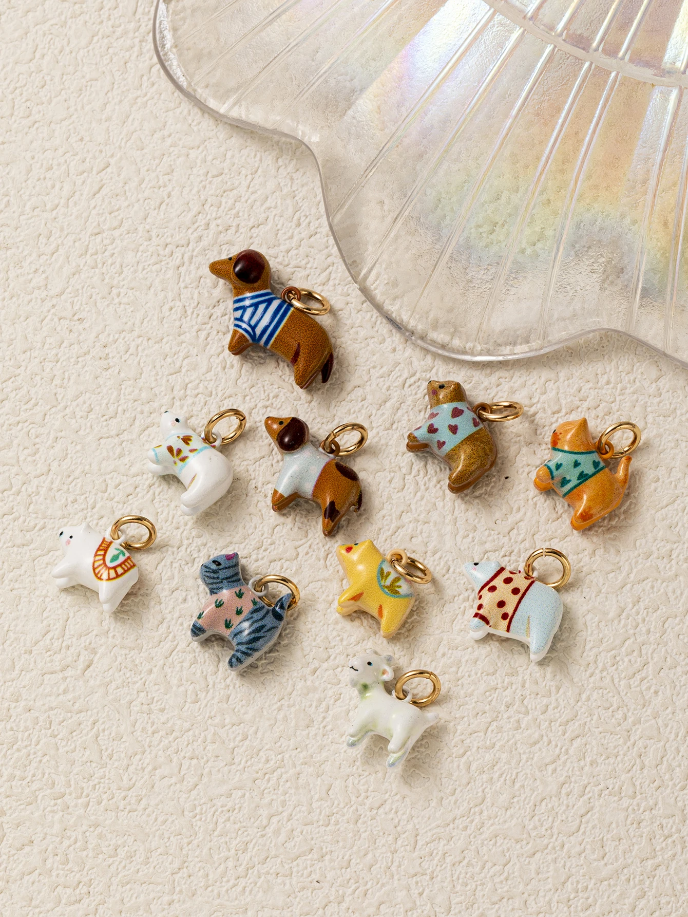 Ins Bestseller Niedliche Neue Tier-Serie Kleine Blumen-Liebes-Gitter-Bären DIY-Anhänger Charms für Schmuck – Detail 2