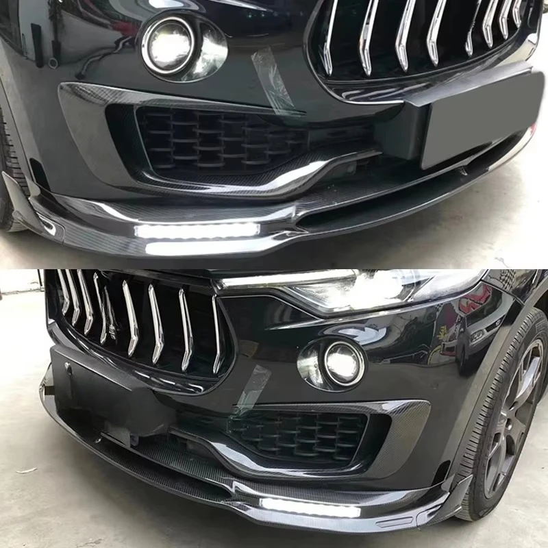3pcs New High Quality Carbon Fiber Front Diffuser Bumper Lip High Polished Bolt-On 100% Fitment for Levante 2016-2021