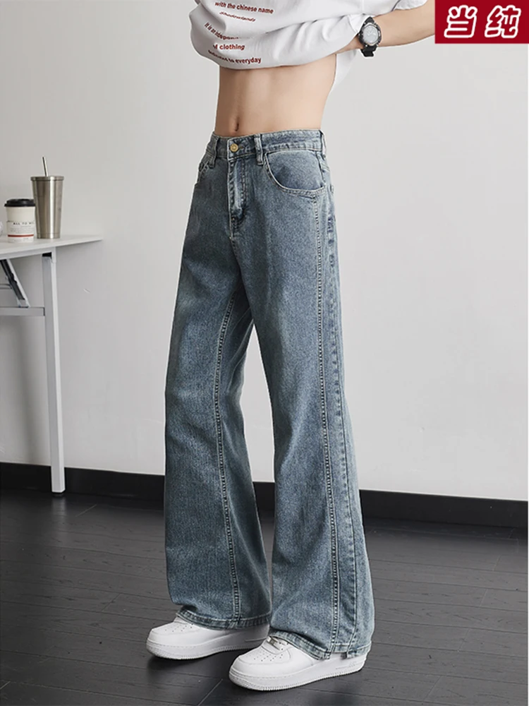 

Retro American Vibe Flared Jeans Men's High Street Trend Loose Straight Leg Slimming Casual Pants Spring Summer Sle