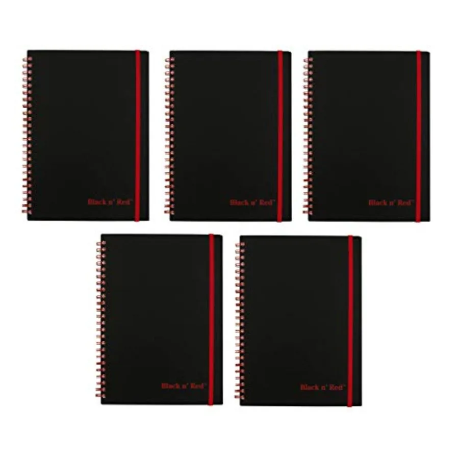 

Black n' Red Twin Wire Poly Cover Notebook 8-1/4 x 5-7/8 inches Black/Red 70 Ruled Sheets C67009 (5)
