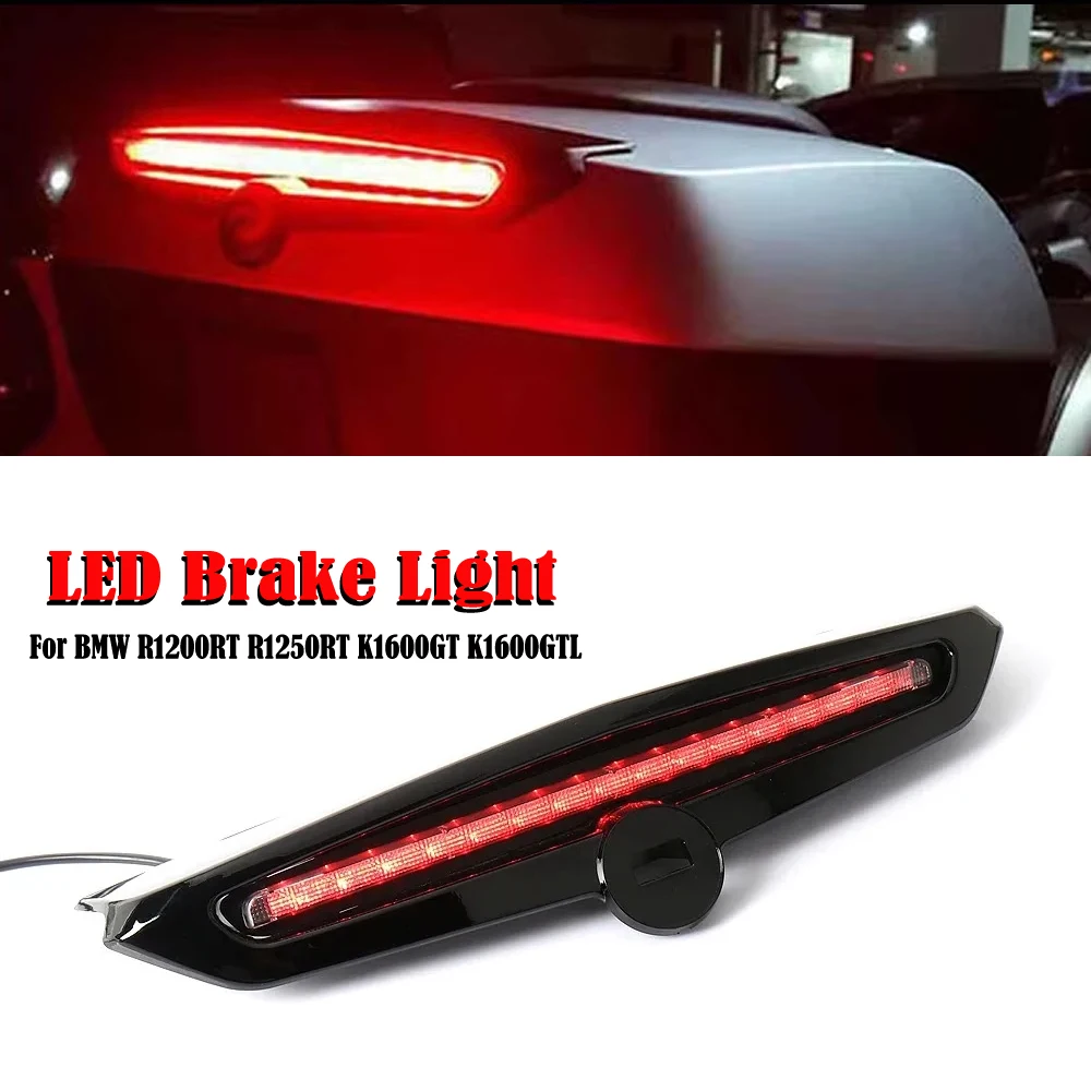 Motorcycle Accessories LED Brake Light Top Case Cover 49L Black Chrome For BMW R1200RT R1250RT K1600GT K1600GTL Exclusive