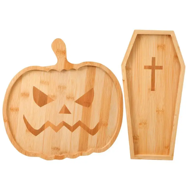 Halloween Serving Trays Cartoon Coffin Pumpkin Shaped Charcuterie Board Novel Shape Appetizer Plates Halloween Supplies Home