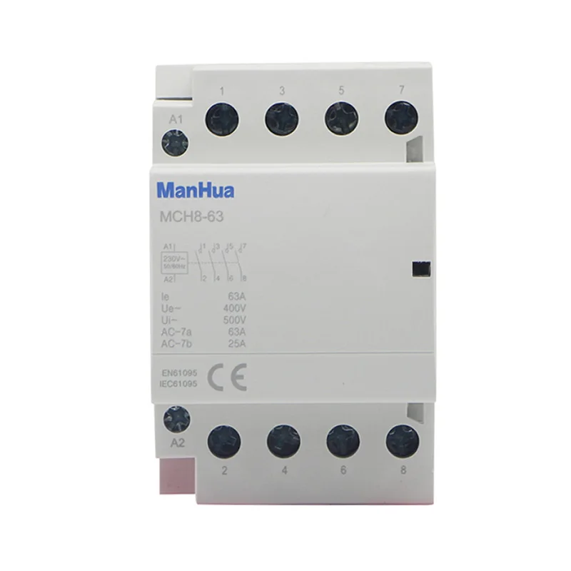 MCH8-63 4P 63A AC Contactor Modular elevador eléctrico doméstico carril Din cuatro polos Contactor Modular 400V