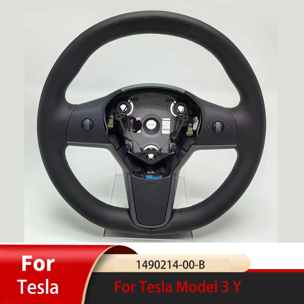 

For Tesla Model 3 Y Driver Heated Leather Steering Wheel 1490214-00-B Button Leather Car Modification Replacement