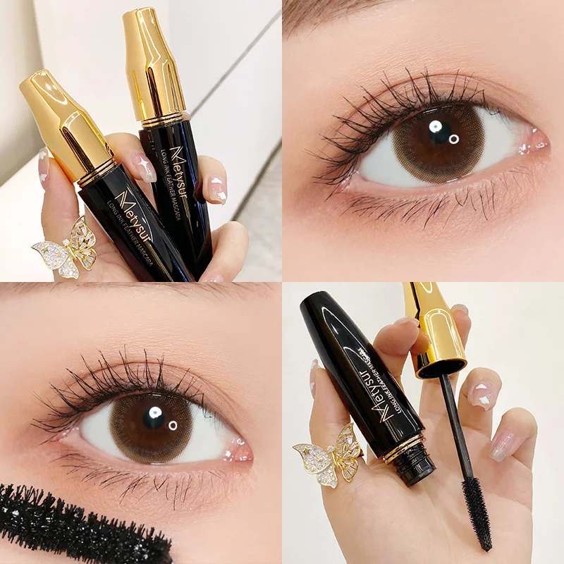 Metysur Mascara Herbal بشكل طبيعي طويل سميك مقاوم للماء سريع الجفاف 4D ماسكارا غير ملطخة لتعزيز رموش العين