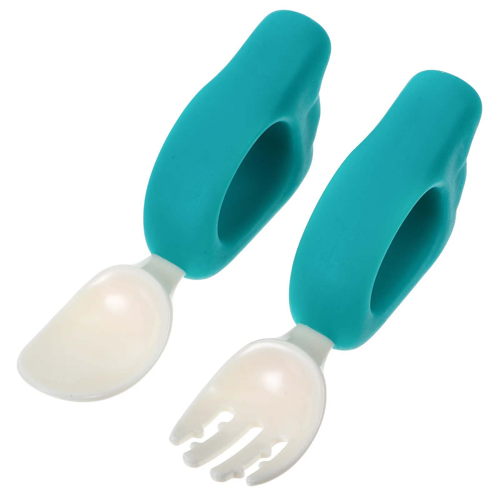 

1Set Baby Feeding Spoon Fork Toddler Training Tableware Silicone Lightweight Easy Grip Encourages Motor Skills