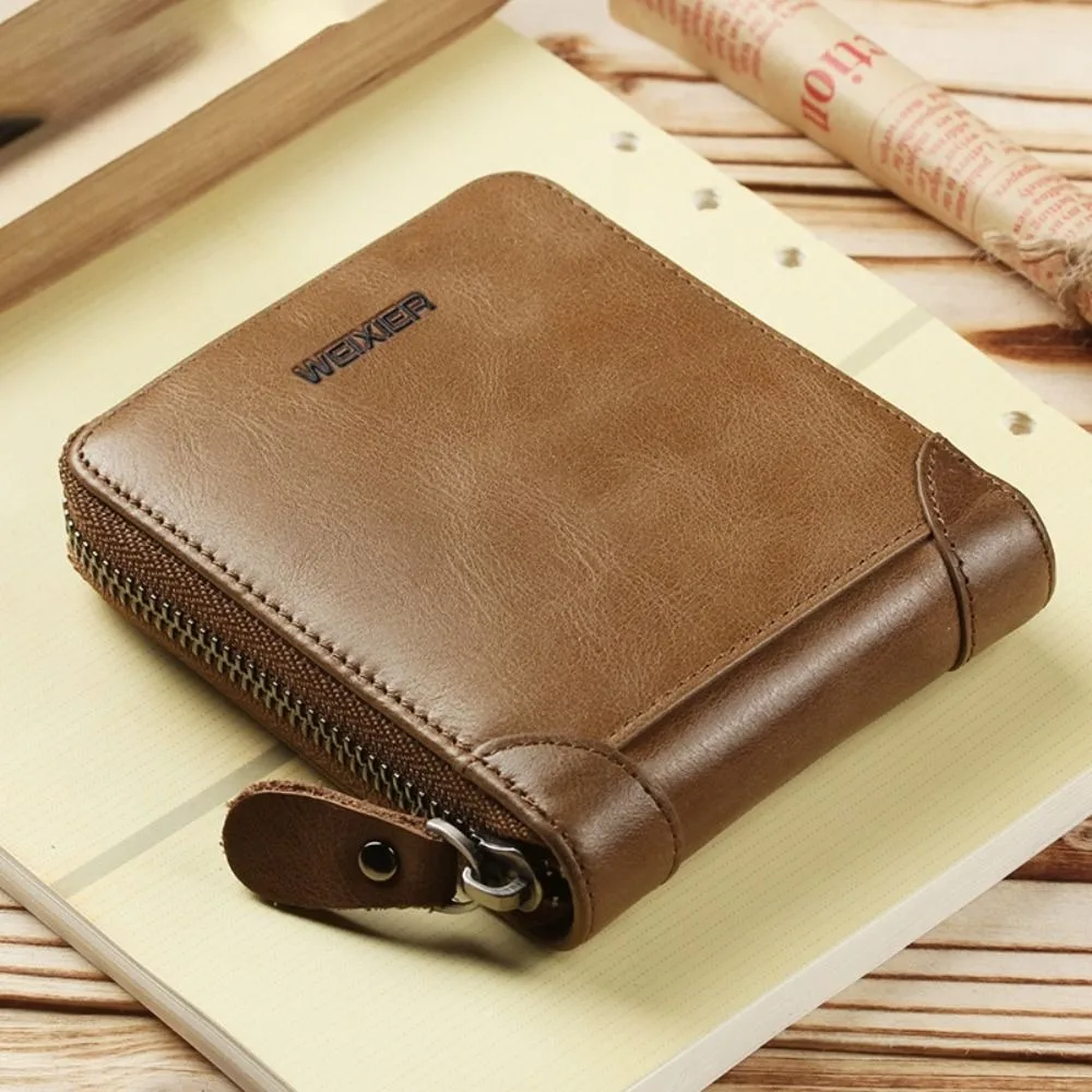 PU Leather Men's Wallet Clutch Bag Card Holder Short Wallets Zipper Large Capacity Vintage Male Purses New hot sale