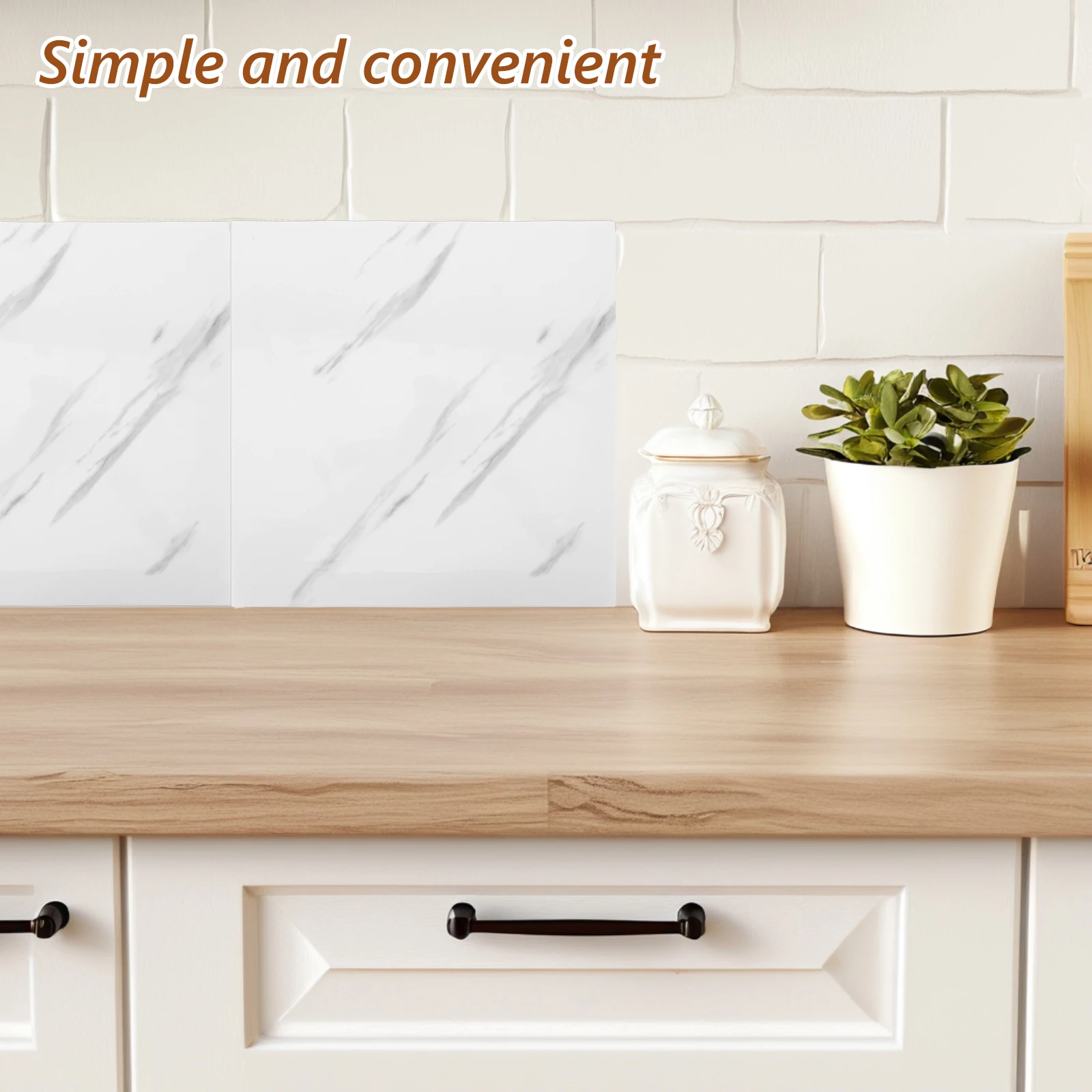 

10pcs Self-Adhesive Marble Effect Peel Stick Wall Tiles Waterproof Scratch Resistant For Kitchen Bathroom Living Room Bedroom