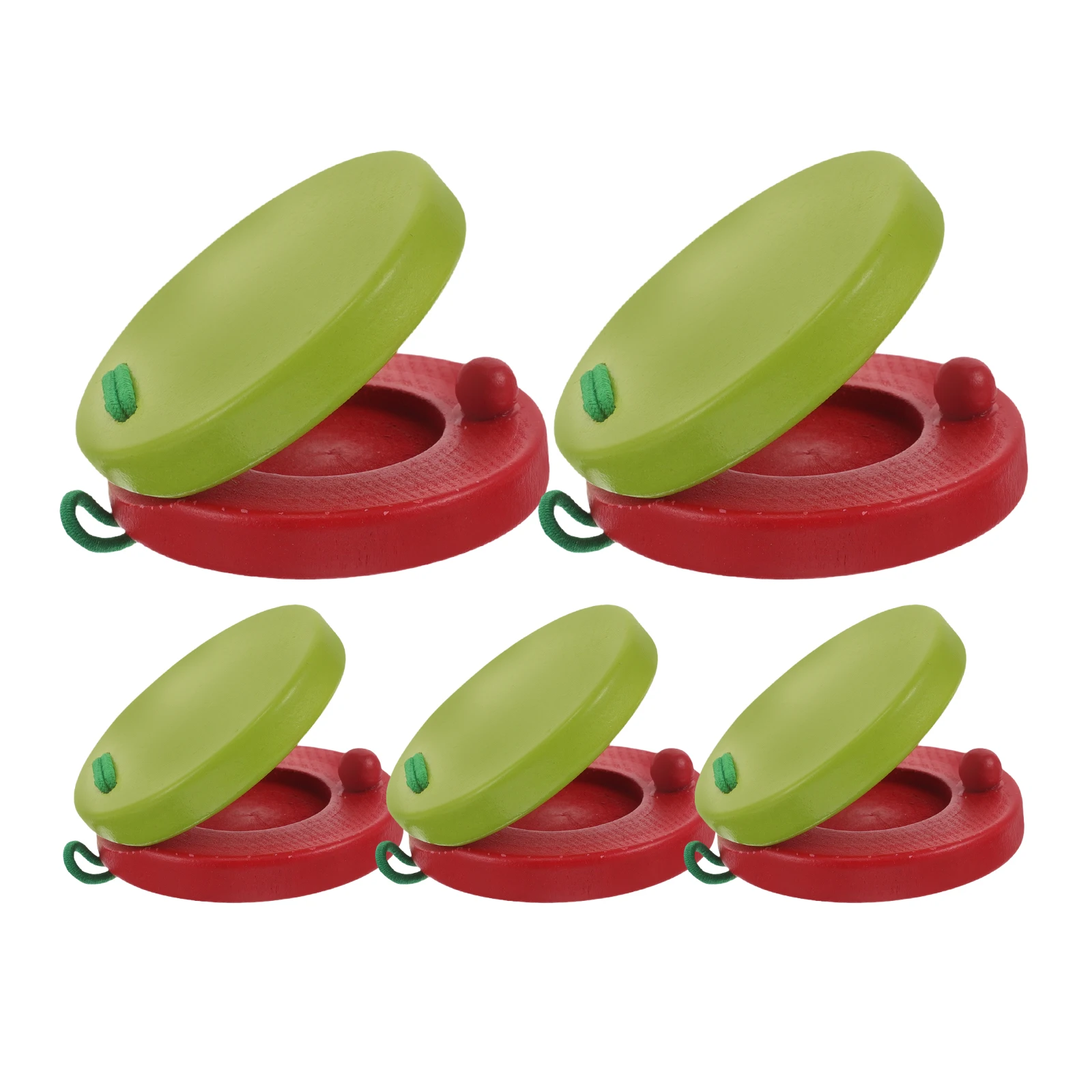 

5Pcs Wood Castanets Safe Kids Percussion Instrument Round Shape Colorful Patterns Musical Education Rhythm Toys