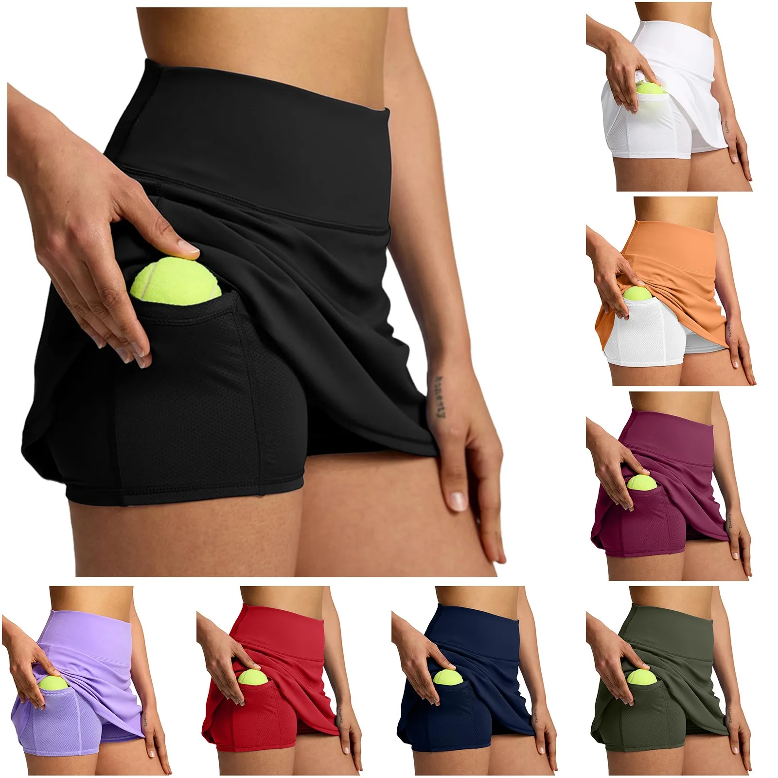 Womens Athletic Shorts With Pockets Women\'S Double Layered Pleats Tennis Skirts For Women Women Summer Tops Short Sleeve Cotton