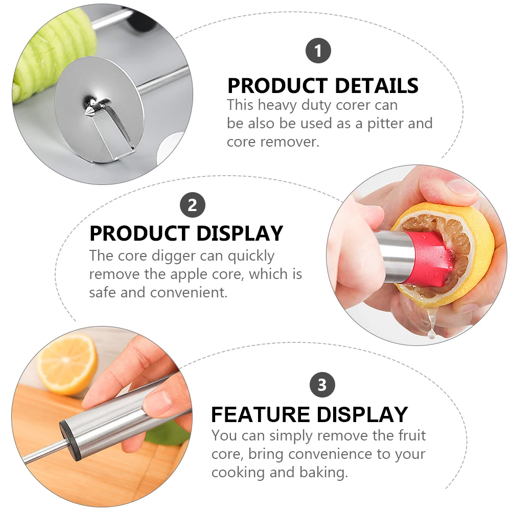 

Stainless Steel Fruit Corer Set Strong Apple Pear Cherry Core Remover Tool Kitchen Gadgets Heavy Duty Easy Clean