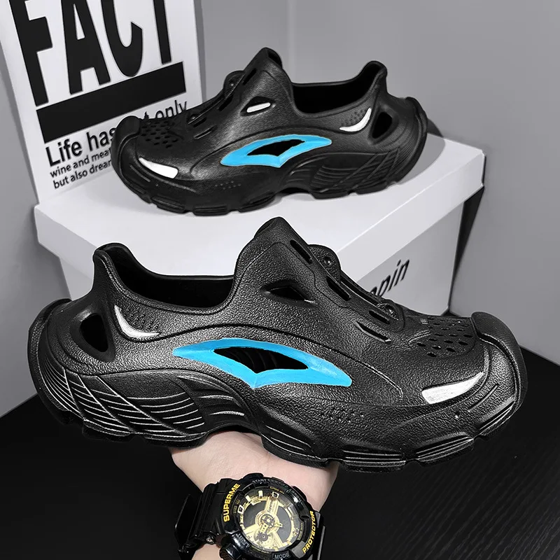 

Обувь с кокосовыми отверстиями, мужские уличные спортивные тапочки, летние уличные нескользящие пляжные сандалии для подростков