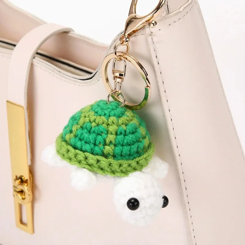 Hand Crocheted Turtle Keychain Mini Amigurumi Keyring for Bag Purse Backpack Soft Wool Pendant Cute Animal Charm Gift for Child view 5