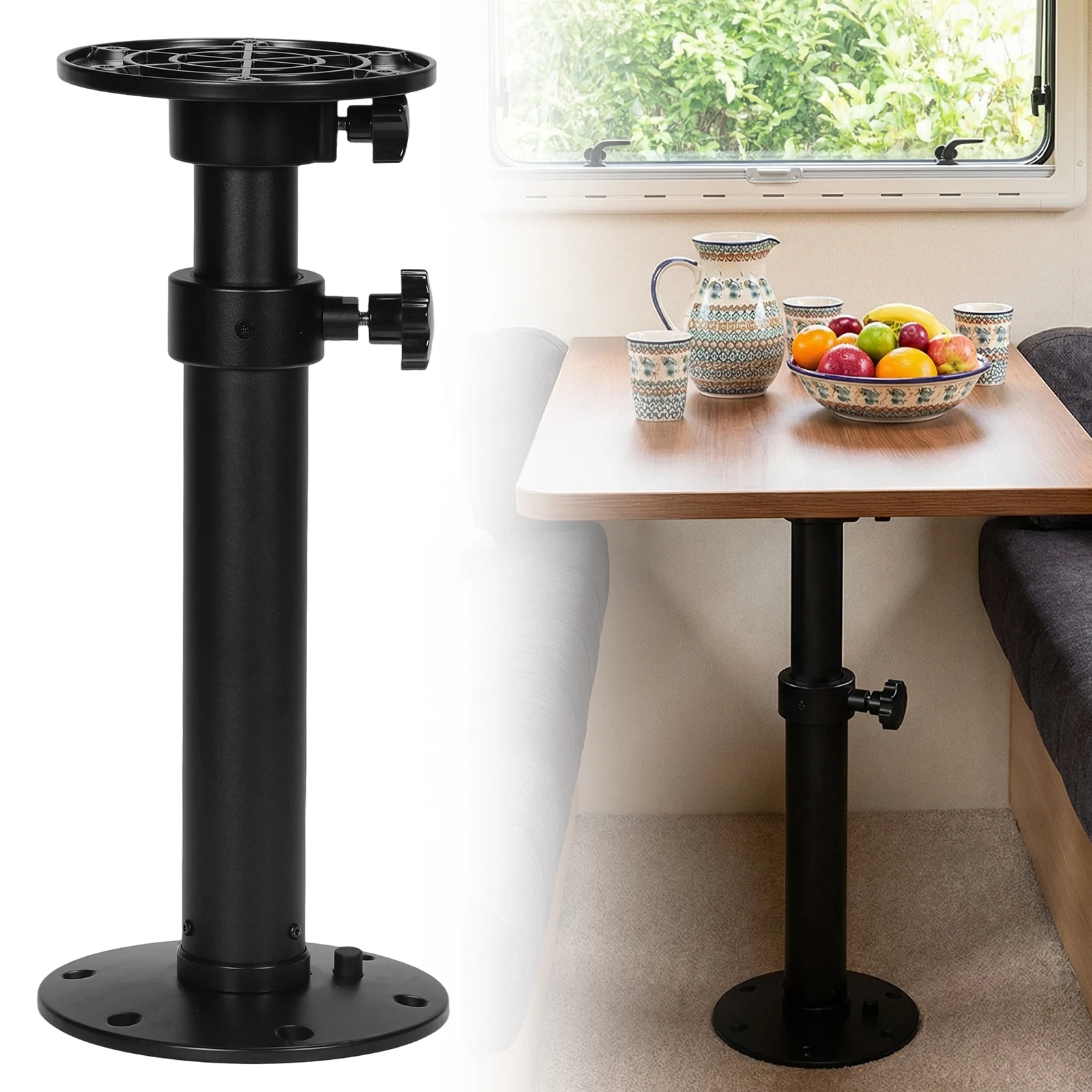 

RV Table Pedestal Stand Leg One-Leg Lifting System Adjustable Tables Pedestal Mount 27.5In for Boat Yacht Motorhome Caravan