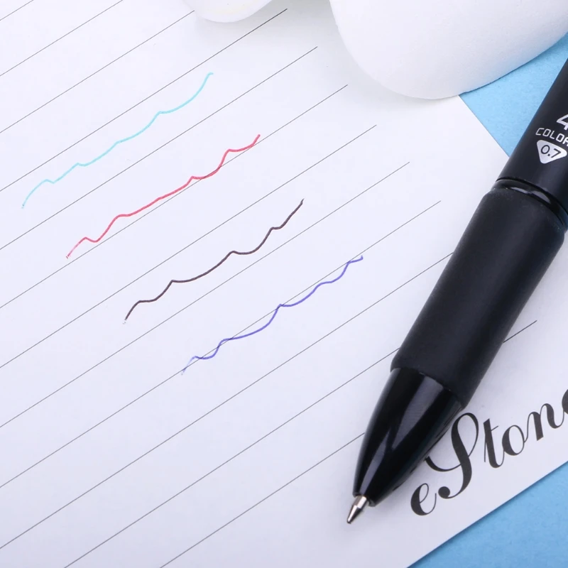 Многоцветная шариковая ручка 4 в 1, 0,7 мм, красная, зеленая, синяя, со сменным стержнем, школьные канцелярские товары