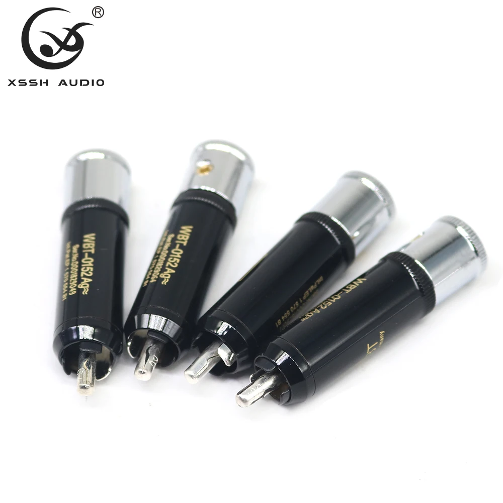 8pcs RCA 0152AG XSSH 오디오 YIVO 하이 엔드 HIFI DIY 실버 도금 남성 오디오 RCA 플러그 커넥터 잭 오디오 케이블 코드