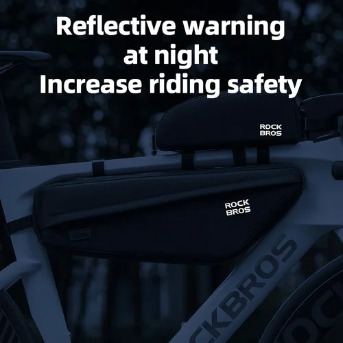 Imagen 2 del producto Bolsa de bicicleta ROCKBROS, bolsa de cuadro frontal de tubo superior, gran capacidad, impermeable, alforja triangular de carretera MTB, bolsas de ciclismo resistentes a la suciedad