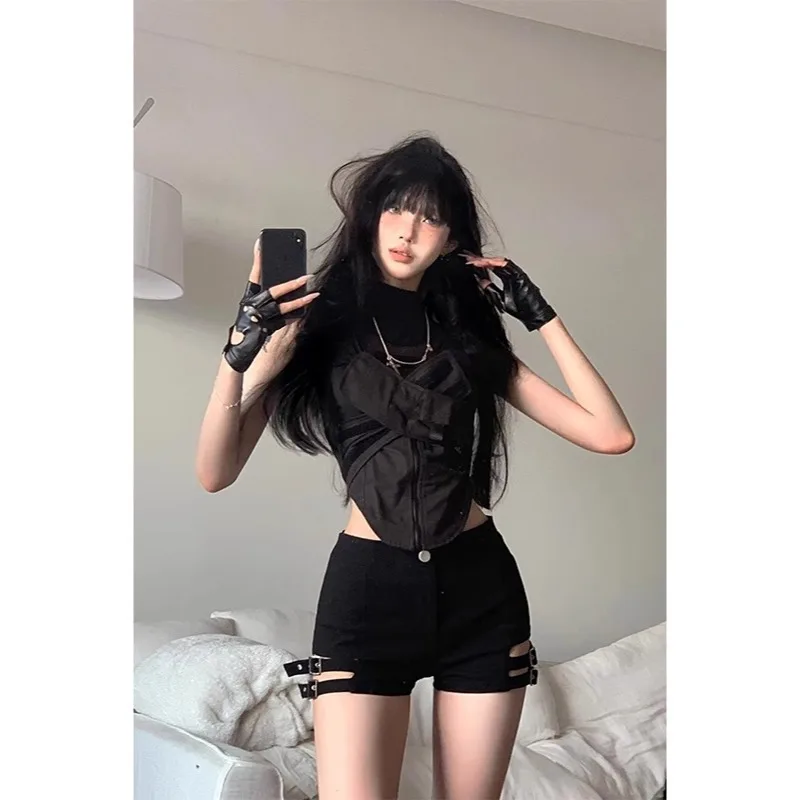 Black High Elastic High Waist Summer Fashion Sexy Plus Size Women's Casual Shorts