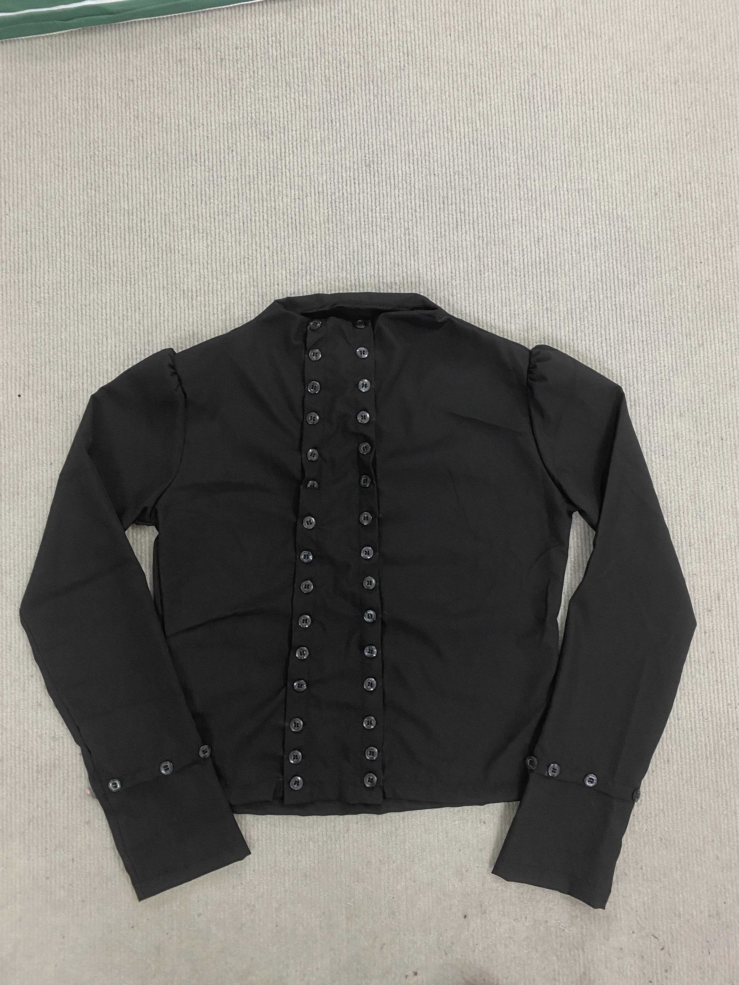 Vintage double-breasted stand collar design waist slimming casual personality button decorative long sleeve