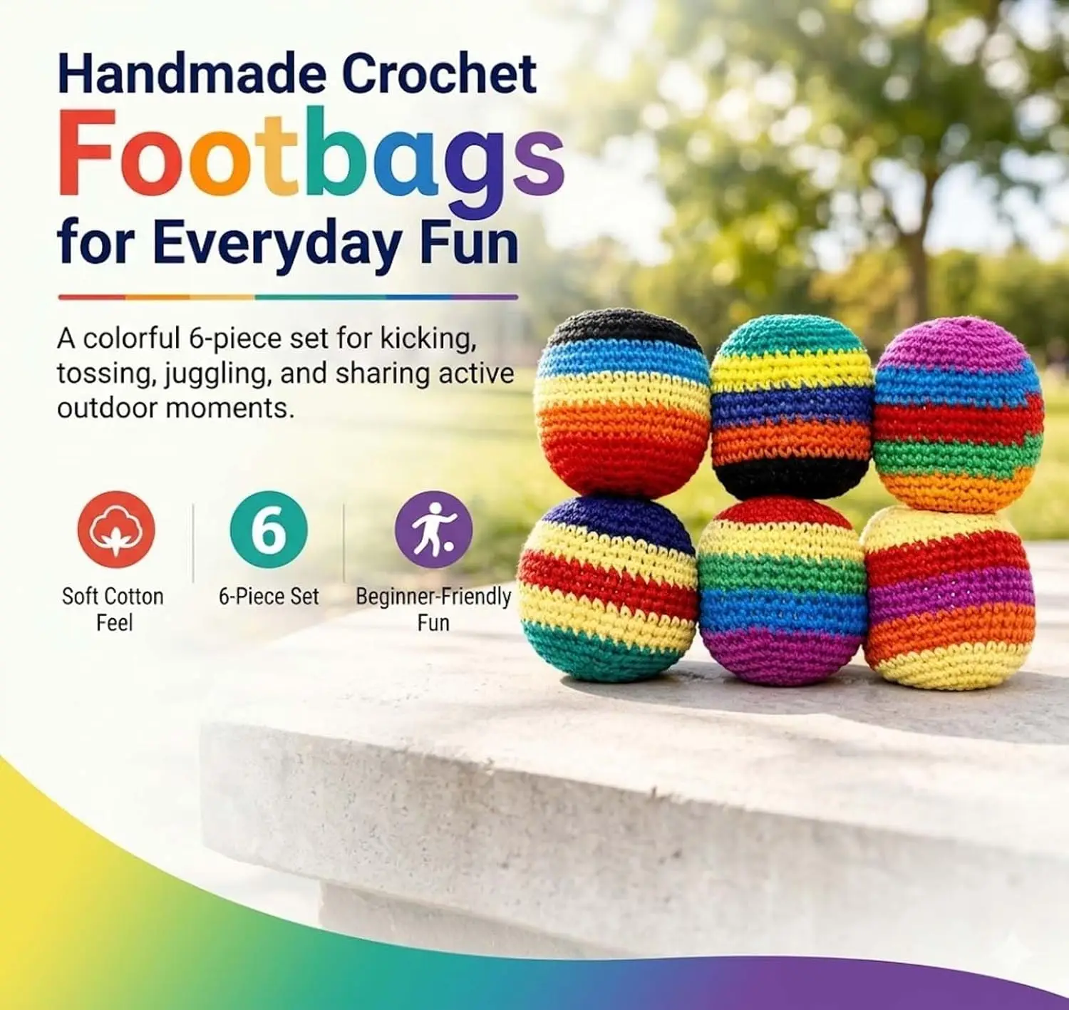6/12/24pcs Outdoor Soft Handmade Footbag Sacks Juggling Balls Durable for Kids Group Playing Activities view 3
