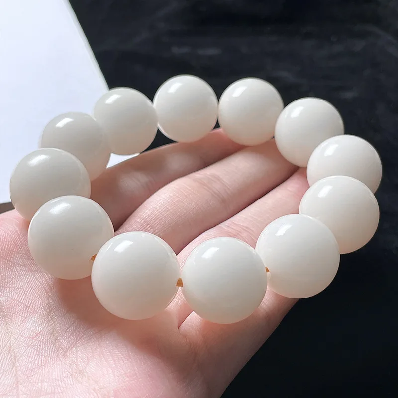 Natural White Jade Bodhi Beads Bracelet High Throwing Seed Bracelet Buddha Beads Playing Jewelry for Men and Women