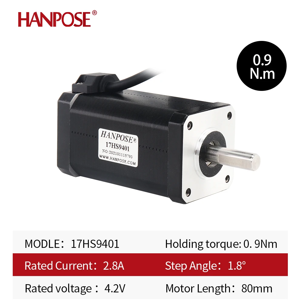 Imagem -02 - Motor Deslizante 80 mm 2.8a 90n. cm Alto Torque 17hs9401 Fios 18 Grau Híbrido Cnc Fresadora Stepper Motor Nema17 Hanpose42