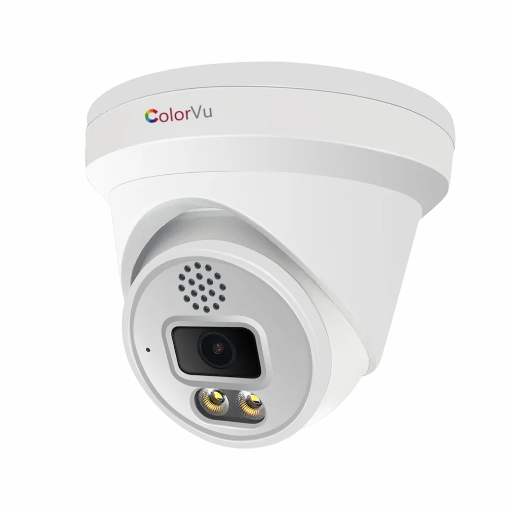 Amazing 8MP Full Color IP POE Turret Camera Colorful Imaging 24/7 Built-in Two Way Audio SD Card Slot Siren