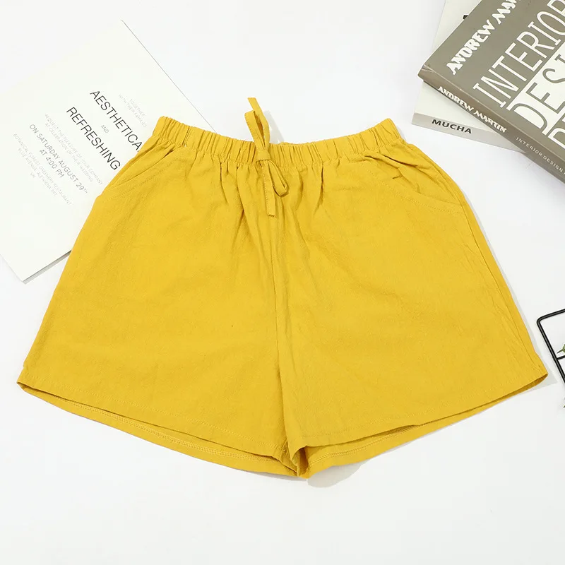 2026 Neue Damen Baumwoll-Leinen-Shorts Sommer Lässige Einfarbige Shorts mit Taschen Weites Bein Mode Alltagstaugliche Lockere Sport-Kurzhose – Detail 11
