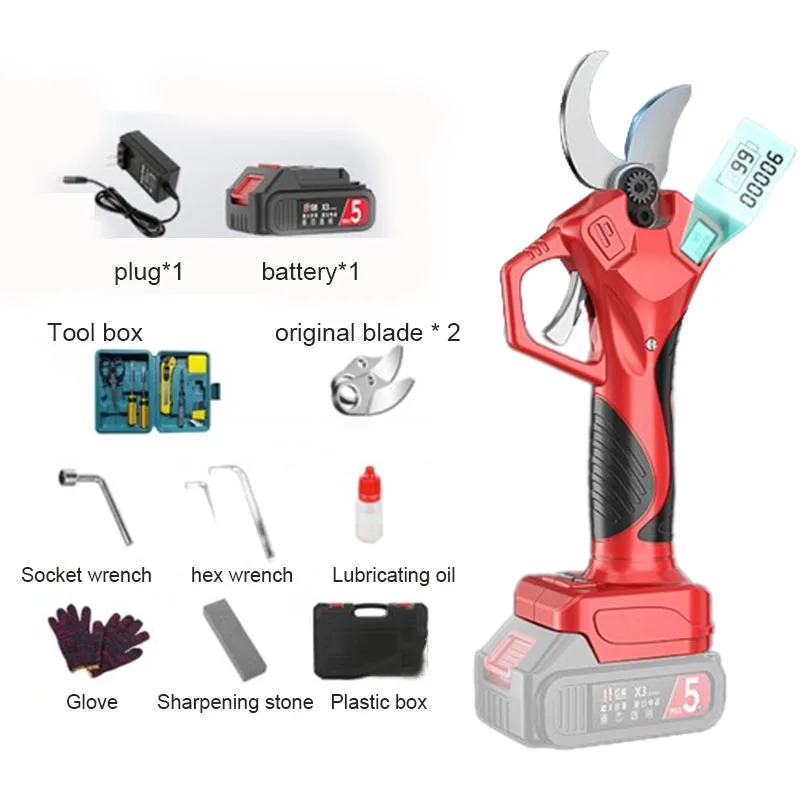 

21V Electric Pruner 4 Gear Cordless Pruner Shear Efficient Fruit Tree Bonsai Pruning Electric Tree Branches Cutter Landscaping