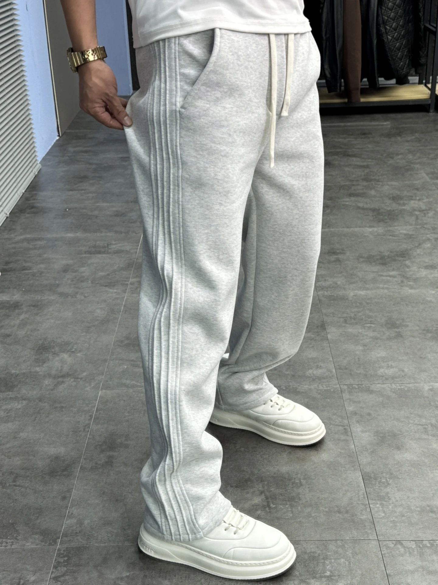 

Мужские повседневные брюки Thiened Fce с подкладкой, прямые, из смесового хлопка, удобные, теплые, зимние, с воротником-стойкой, 64% хлопок