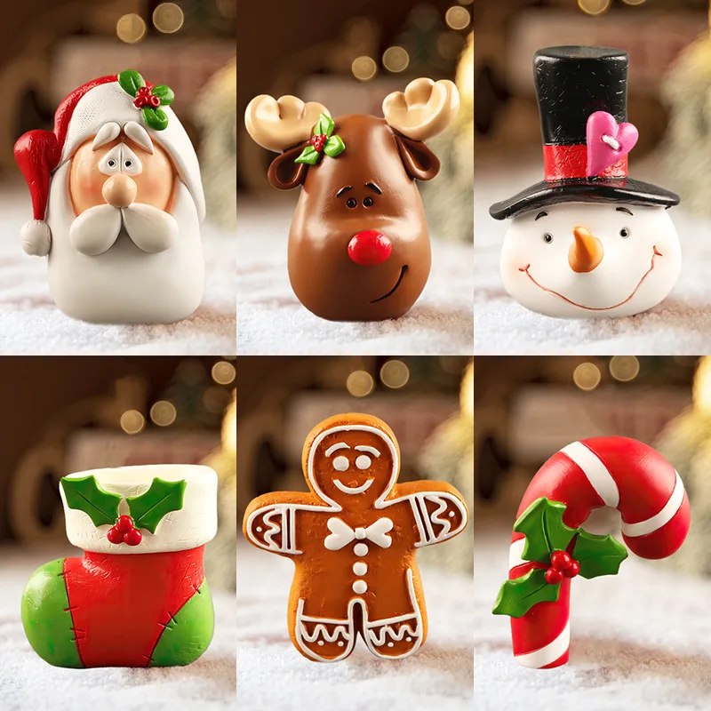 Nordic Christmas Ornaments Snowman Old Man Elk Gingerbread Man Resin Desktop Small Ornaments Christmas Decorations