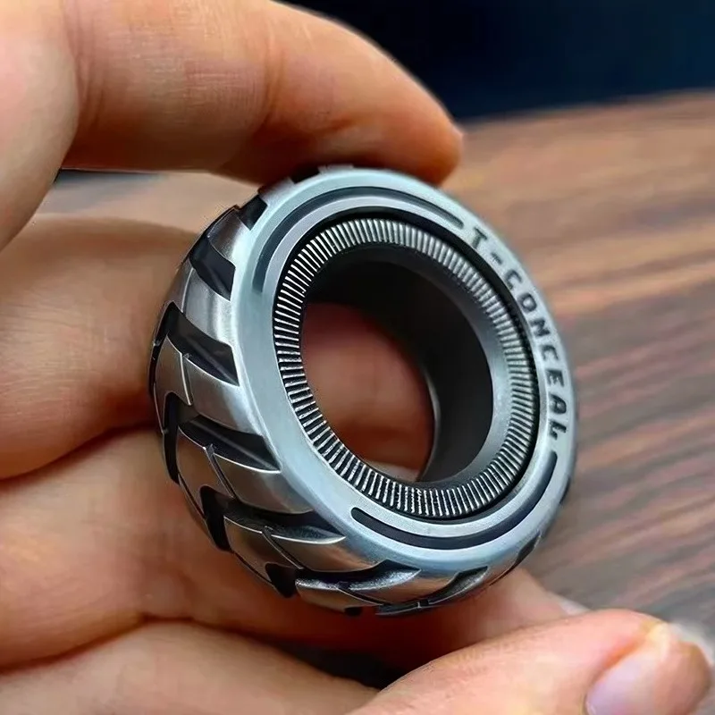 

Mechanical C paragraph ring decompression toy fingertip gyro ratchet ring black technology gyro decompression toy male