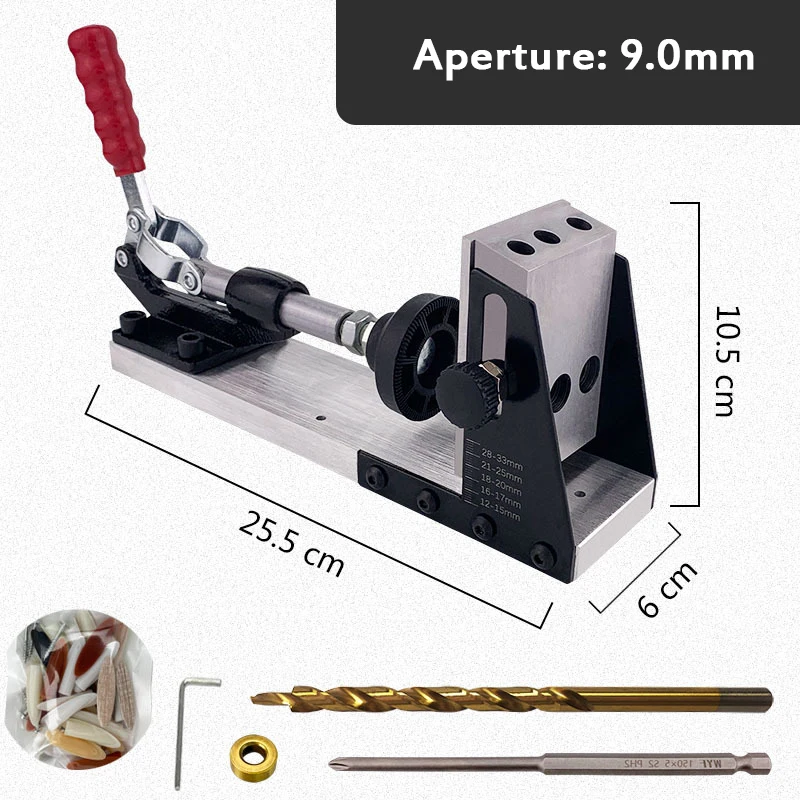 Túi Lỗ Jig Bộ Gỗ Xiên Lỗ Định Vị Với 9Mm Hoặc 9.5Mm Mũi Khoan Lỗ Puncher Tự Làm Nghề Mộc dụng Cụ