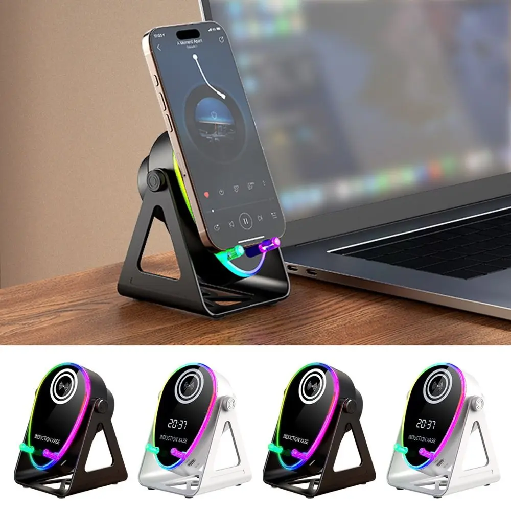 

2 in 1 Induction Mobile Phone Holder 3 In 1 HD Sound Wireless Bluetooth Speaker Stand Portable Multi-function