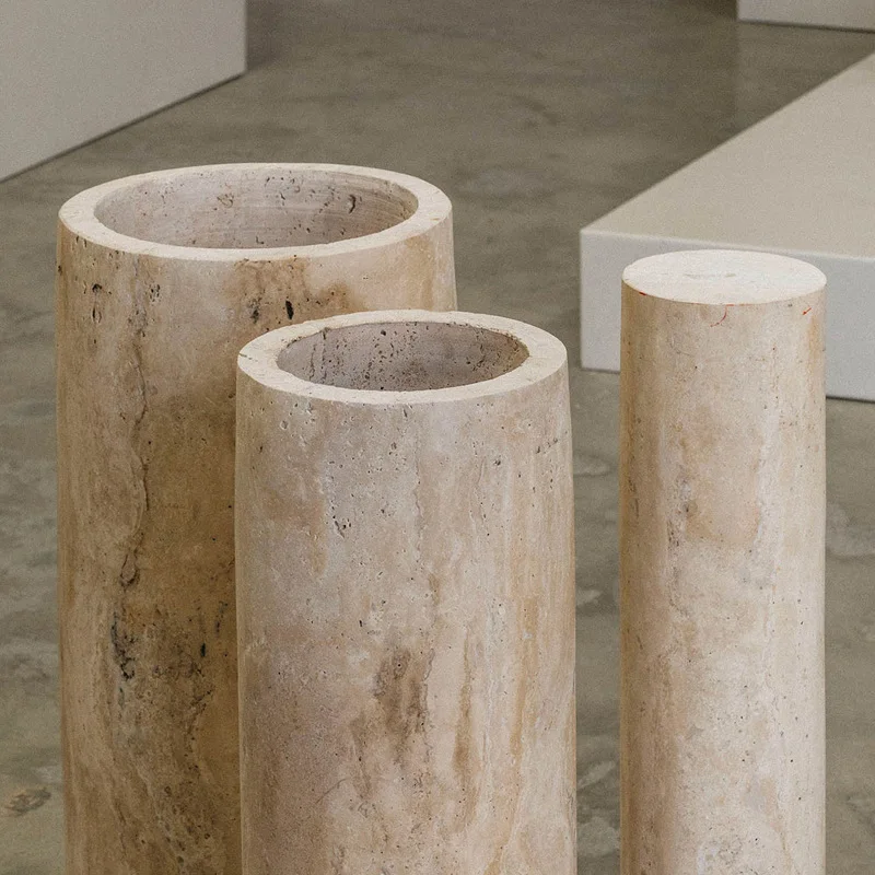 Nordic einfache natürliche Travertin runde Wabi Sand Wind kleine Wohnung Marmor groß