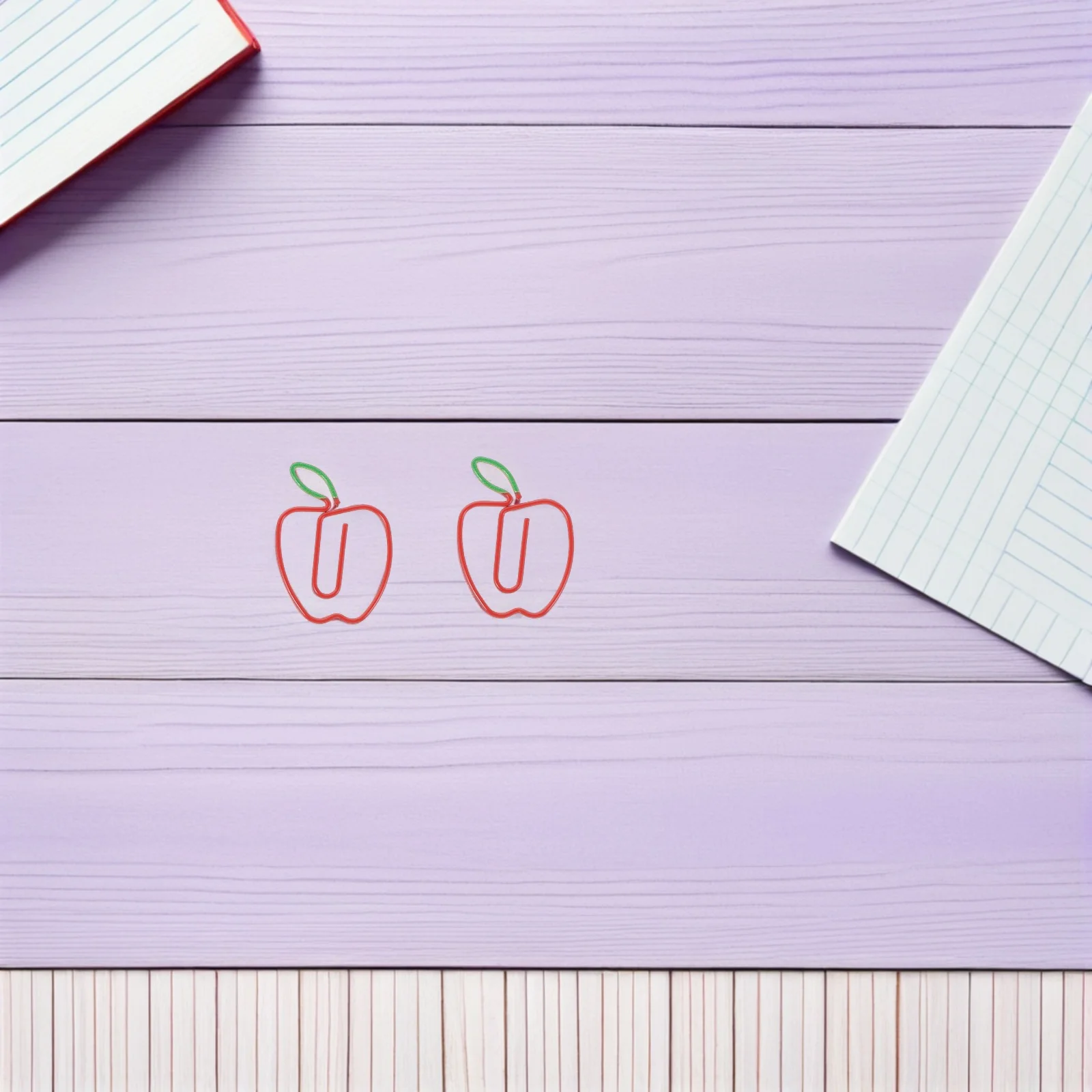 

100pcs Creative Paper Apple Shaped Metal Decorative Clips For Journaling Office Supplies Cute Stationery Bookmark Binder Clips