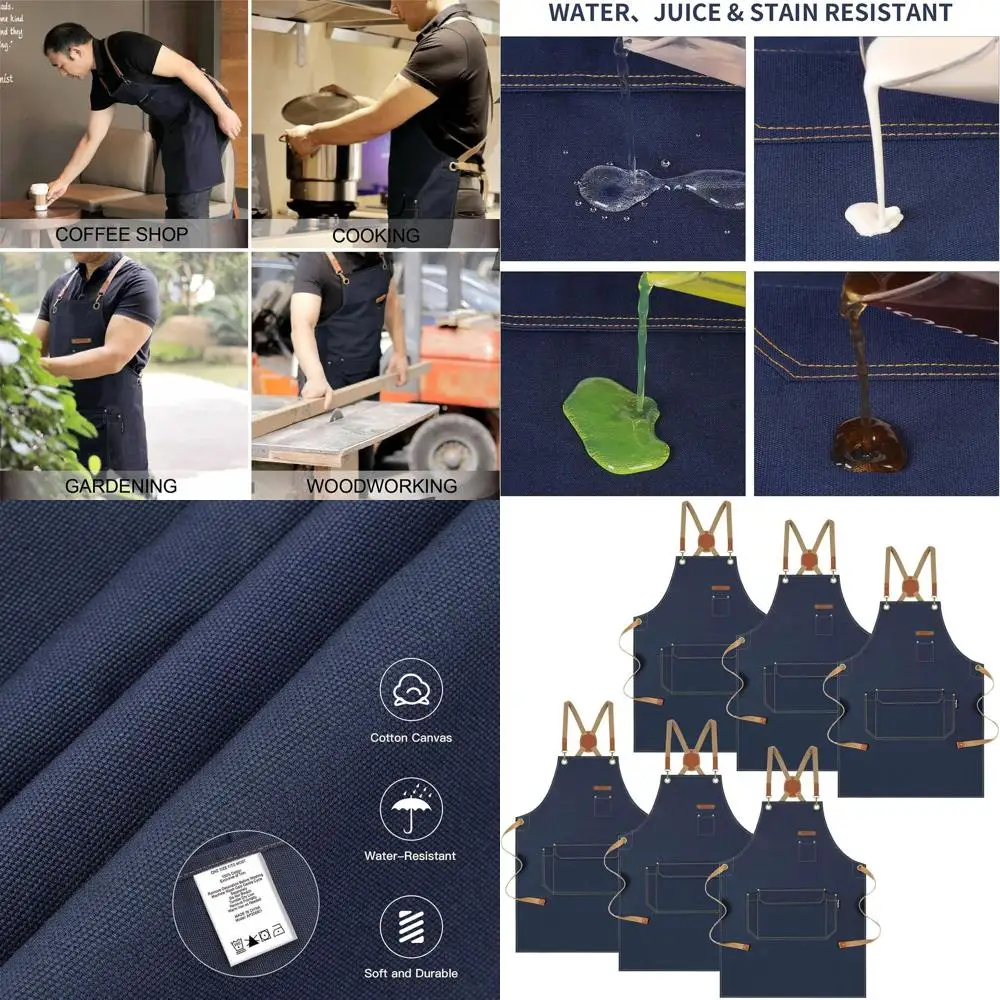 

Фартук из холщовой ткани с регулируемыми задними ремнями для мужчин и женщин, идеально подходит для рисования, приготовления пищи и использования на кухне.