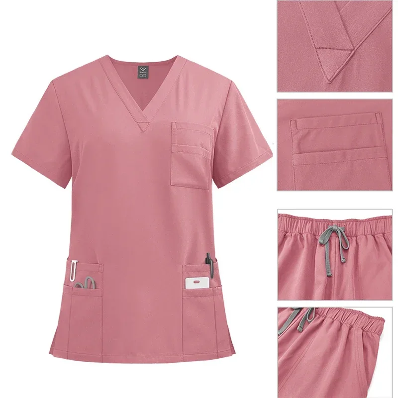 Uniformes médicos de manga corta para Hospital, trajes de Spa, clínica Dental, aseo de mascotas, accesorios de enfermera veterinaria