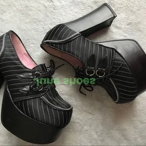 

Женские гладиаторы, черные туфли-лодочки Мэри Джейн, дизайн на платформе, на массивном каблуке со шнуровкой, пикантные туфли на высоком каблуке, замшевые туфли на молнии, размер 34-46