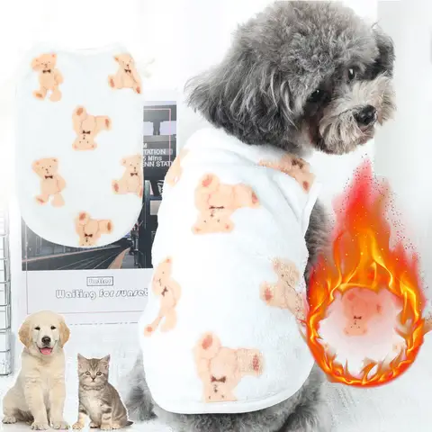 Soft Flannel Dog Vest, Winter Warm Puppy Sweater for Small Dogs, Christmas Pet Clothes for Teddy Chihuahua